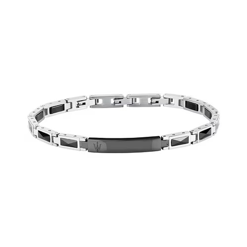 Maserati Stál Armband M/svörtum keramik Hlekkjum 18,5+3,5CM
