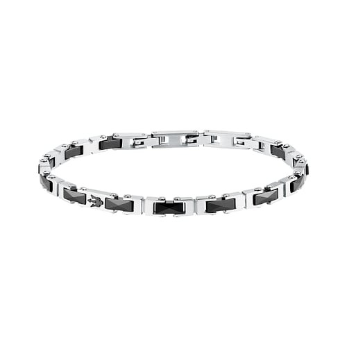 Maserati Stál Armband M/svörtum keramik Hlekkjum 18,5+3,5CM