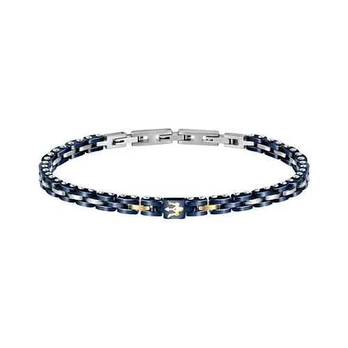 Maserati Stál Armband M/bláum keramik Hlekkjum 22CM