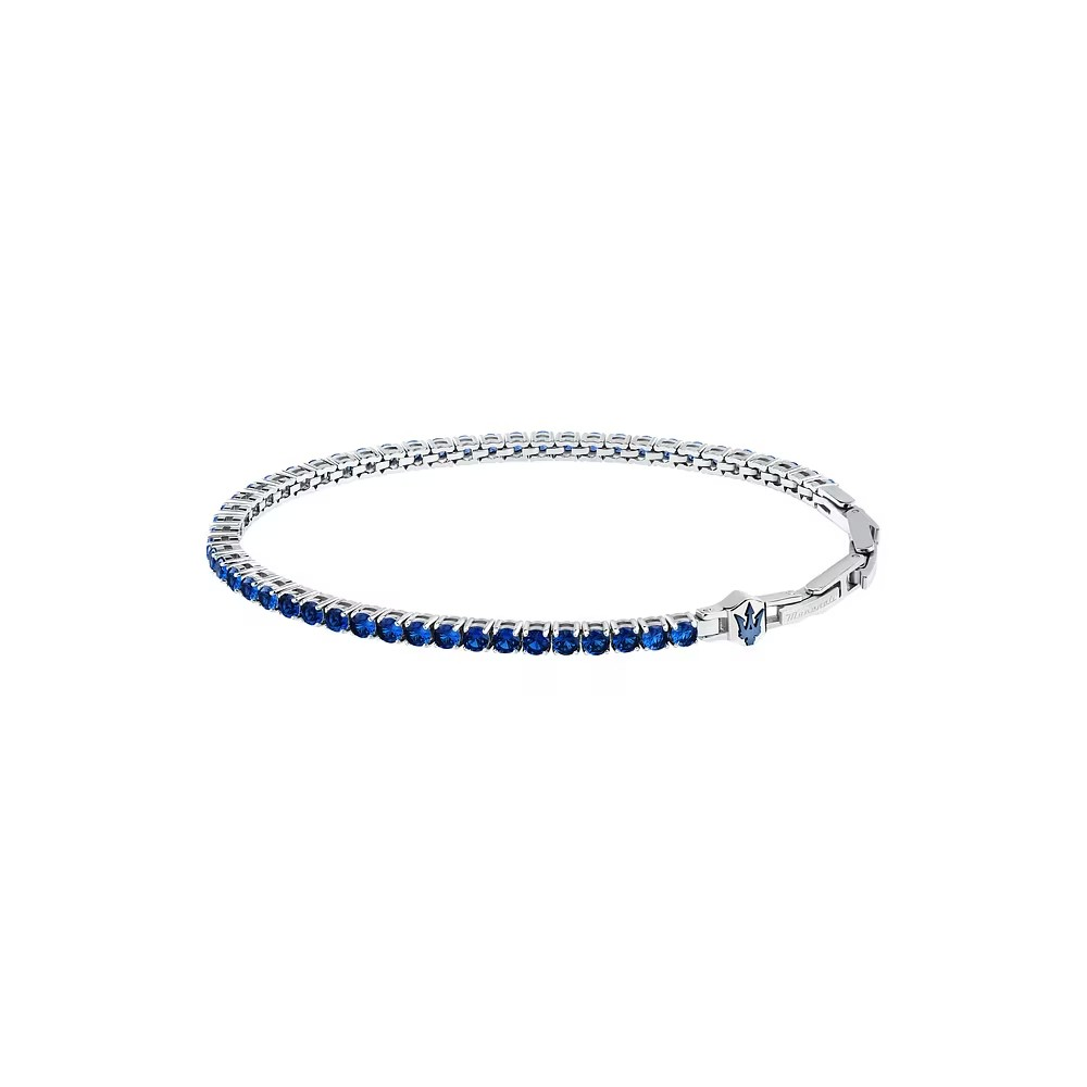 Maserati Stál Armband M/bláum Zirkon steinum 18,5+3CM