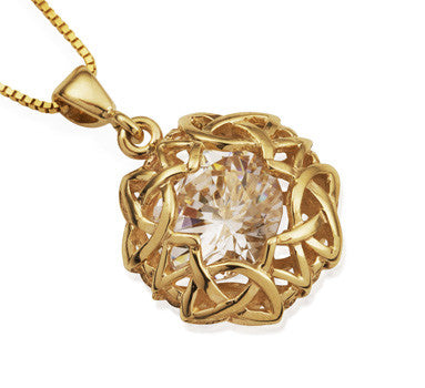 Icecold - Hekla Gull Hálsmen Með Hvítum Zirconia Steini - jonogoskar.is