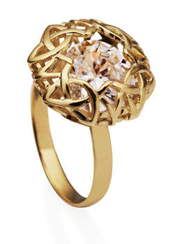 Icecold - Hekla Gullhringur Með Hvítum Zirconia Steini - jonogoskar.is