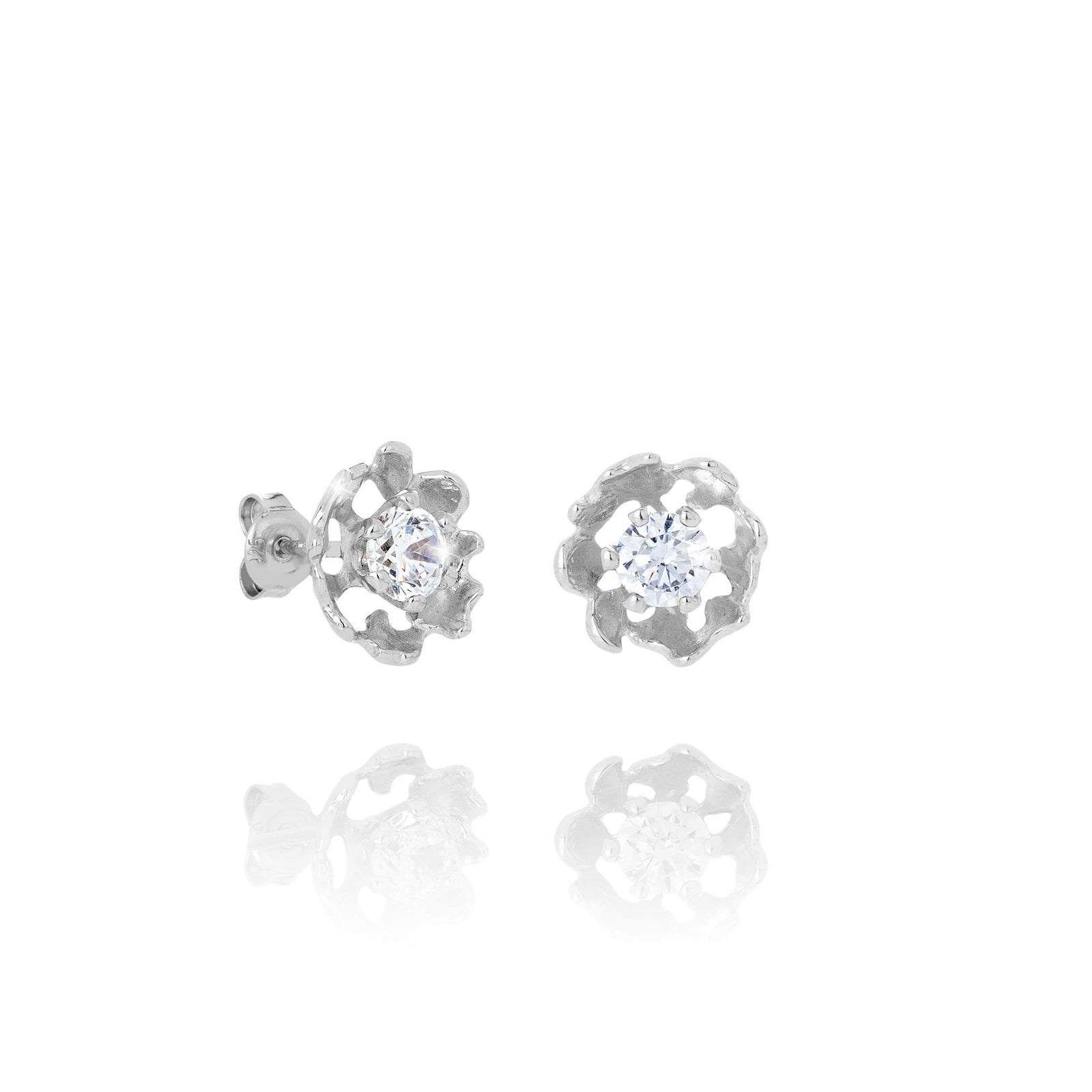 Íslínan <br> Ísblómalokkar með hvítum zirconia