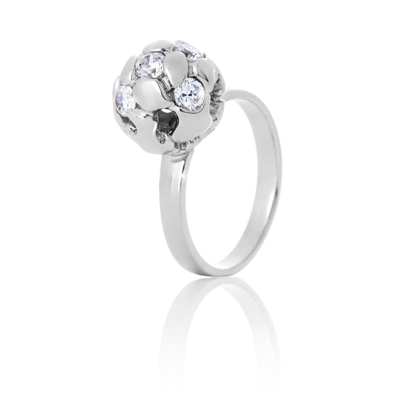 Íslínan <br> Snjókúluhringur með hvítum zirconia