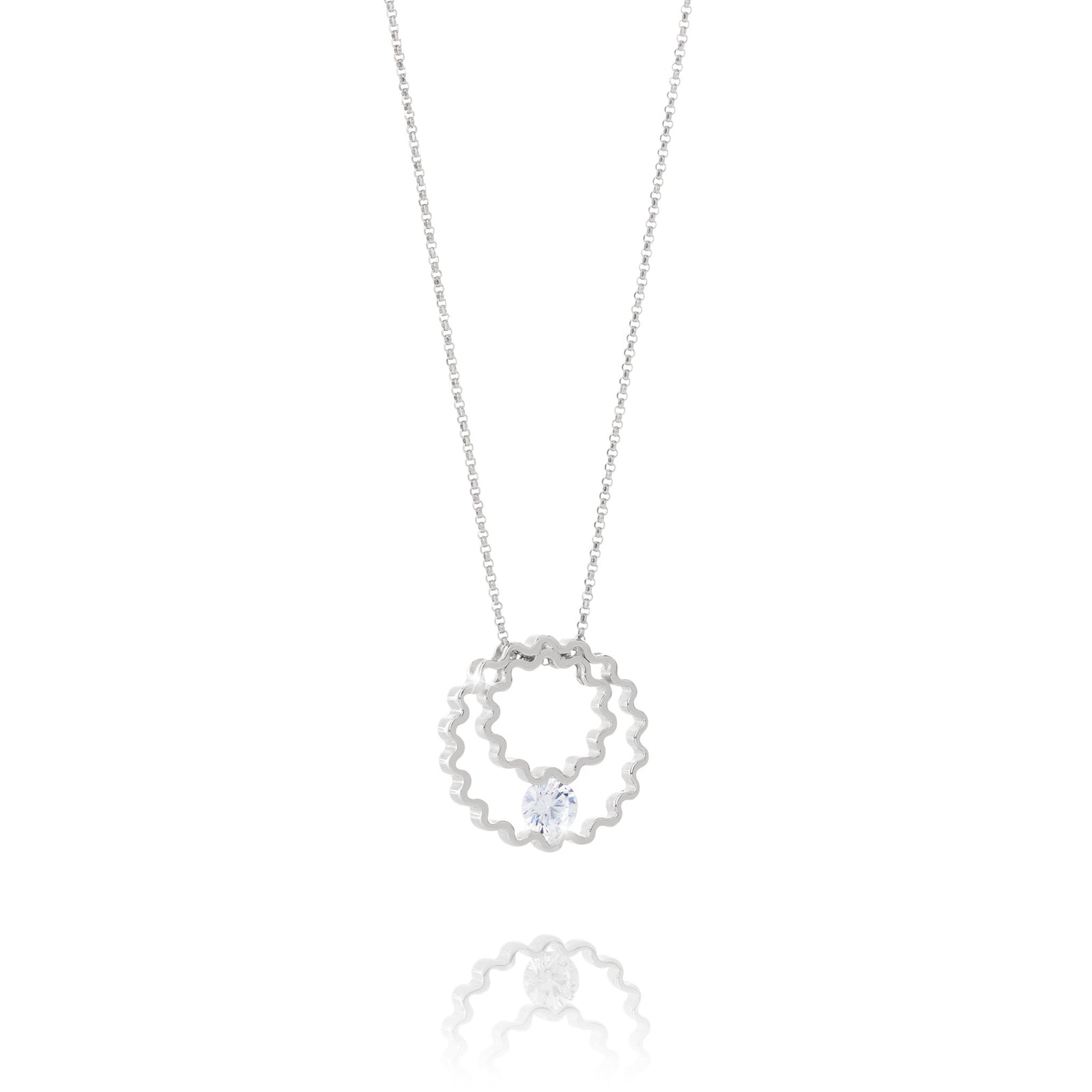 Bára <br> silfurmen með hvítum zirconia steini