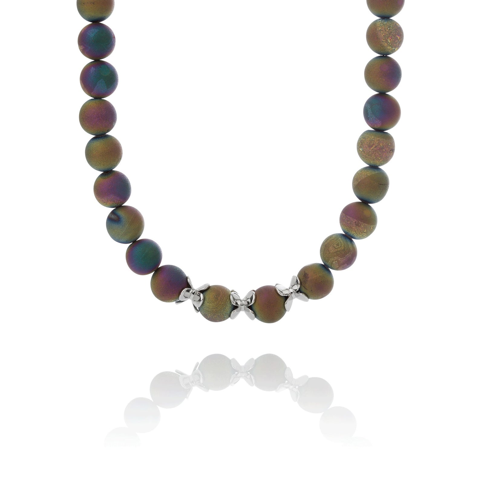 Norðurljós <br> kristalskúlumen með silfurskrauti