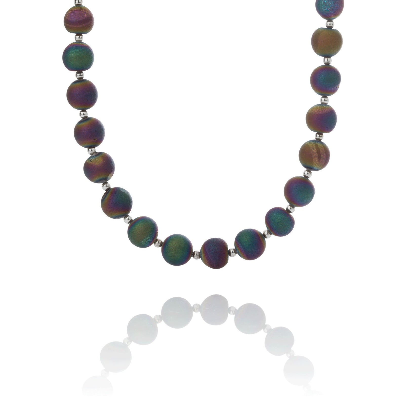 Norðurljós <br> kristalskúlumen með hematít kúlum 10mm