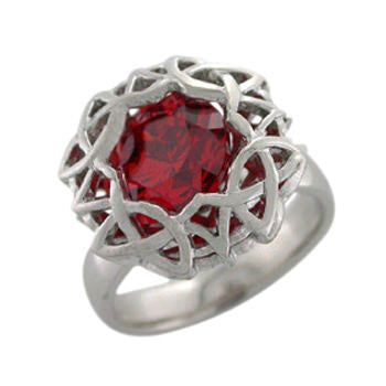 Icecold - Hekla Silfurhringur Með Rauðum Zirconia Steini - jonogoskar.is